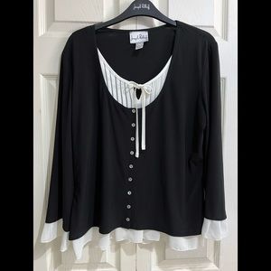 Joseph Ribkoff Black/Beige Long Sleeves Top in Size 14